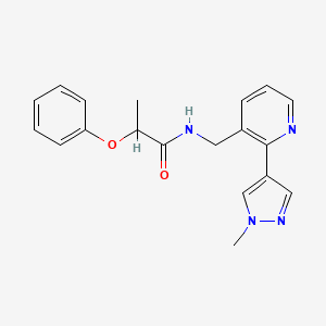 molecular formula C19H20N4O2 B2686699 N-((2-(1-methyl-1H-pyrazol-4-yl)pyridin-3-yl)methyl)-2-phenoxypropanamide CAS No. 2034345-14-5