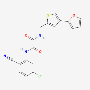 molecular formula C18H12ClN3O3S B2686705 N'-(5-Chloro-2-cyanophenyl)-N-[[4-(furan-2-yl)thiophen-2-yl]methyl]oxamide CAS No. 2379995-22-7
