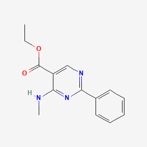 molecular formula C14H15N3O2 B2686708 乙酸 4-(甲基氨基)-2-苯基嘧啶-5-甲酸酯 CAS No. 226954-89-8