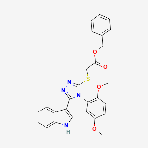 molecular formula C27H24N4O4S B2686714 benzyl 2-((4-(2,5-dimethoxyphenyl)-5-(1H-indol-3-yl)-4H-1,2,4-triazol-3-yl)thio)acetate CAS No. 919868-71-6