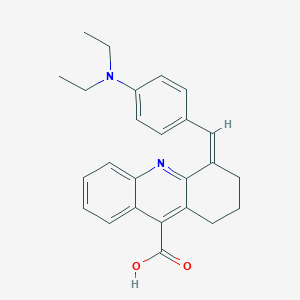 molecular formula C25H26N2O2 B2686715 4-{[4-(Diethylamino)phenyl]methylidene}-1,2,3,4-tetrahydroacridine-9-carboxylic acid CAS No. 379729-49-4