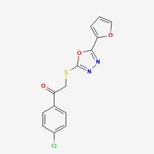 molecular formula C14H9ClN2O3S B2686716 1-(4-Chlorophenyl)-2-{[5-(2-furyl)-1,3,4-oxadiazol-2-yl]sulfanyl}-1-ethanone CAS No. 477846-82-5