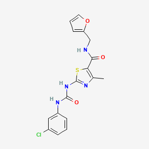 molecular formula C17H15ClN4O3S B2686718 2-(3-(3-chlorophenyl)ureido)-N-(furan-2-ylmethyl)-4-methylthiazole-5-carboxamide CAS No. 941916-56-9