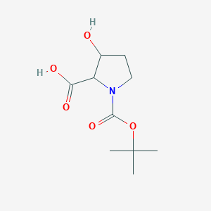 molecular formula C10H17NO5 B2686722 1-[(Tert-butoxy)carbonyl]-3-hydroxypyrrolidine-2-carboxylic acid CAS No. 91726-43-1