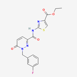 molecular formula C18H15FN4O4S B2686724 Ethyl 2-(1-(3-fluorobenzyl)-6-oxo-1,6-dihydropyridazine-3-carboxamido)thiazole-4-carboxylate CAS No. 1040634-34-1