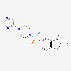 molecular formula C14H15N5O4S2 B2686731 3-Methyl-5-{[4-(1,2,5-thiadiazol-3-yl)piperazin-1-yl]sulfonyl}-2,3-dihydro-1,3-benzoxazol-2-one CAS No. 2097920-82-4