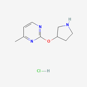 molecular formula C9H14ClN3O B2686732 4-甲基-2-(吡咯啉-3-氧基)嘧啶盐酸盐 CAS No. 1420986-29-3