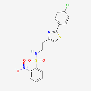 molecular formula C17H14ClN3O4S2 B2686741 N-(2-(2-(4-chlorophenyl)thiazol-4-yl)ethyl)-2-nitrobenzenesulfonamide CAS No. 923216-57-3