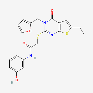 2-({6-ethyl-3-[(furan-2-yl)methyl]-4-oxo-3H,4H-thieno[2,3-d]pyrimidin-2-yl}sulfanyl)-N-(3-hydroxyphenyl)acetamide