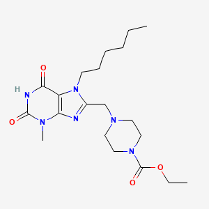 ethyl 4-((7-hexyl-3-methyl-2,6-dioxo-2,3,6,7-tetrahydro-1H-purin-8-yl)methyl)piperazine-1-carboxylate
