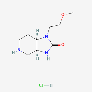 molecular formula C9H18ClN3O2 B2686748 (3aS,7aR)-1-(2-methoxyethyl)-octahydro-1H-imidazolidino[4,5-c]pyridin-2-one hydrochloride CAS No. 1909294-20-7