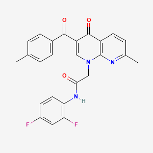molecular formula C25H19F2N3O3 B2686771 N-(2,4-二氟苯基)-2-(7-甲基-3-(4-甲基苯甲酰)-4-氧代-1,8-萘啶-1(4H)-基)乙酰胺 CAS No. 894908-17-9
