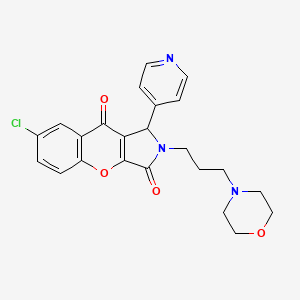 molecular formula C23H22ClN3O4 B2686776 7-Chloro-2-(3-morpholinopropyl)-1-(pyridin-4-yl)-1,2-dihydrochromeno[2,3-c]pyrrole-3,9-dione CAS No. 874397-66-7