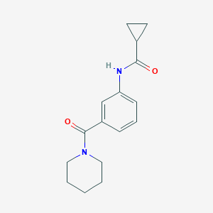 molecular formula C16H20N2O2 B268678 N-[3-(1-piperidinylcarbonyl)phenyl]cyclopropanecarboxamide 