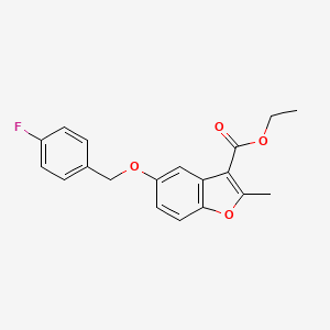 molecular formula C19H17FO4 B2686781 Ethyl 5-[(4-fluorophenyl)methoxy]-2-methyl-1-benzofuran-3-carboxylate CAS No. 300674-28-6
