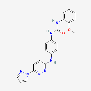 molecular formula C21H19N7O2 B2686790 1-(4-((6-(1H-吡唑-1-基)吡啶并[3,2-d]嘧啶-3-基)氨基)苯基)-3-(2-甲氧基苯基)脲 CAS No. 1014026-00-6