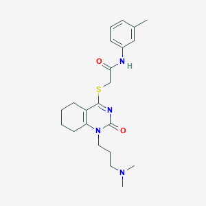 molecular formula C22H30N4O2S B2686791 2-((1-(3-(dimethylamino)propyl)-2-oxo-1,2,5,6,7,8-hexahydroquinazolin-4-yl)thio)-N-(m-tolyl)acetamide CAS No. 941999-32-2