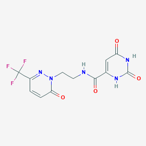 molecular formula C12H10F3N5O4 B2686794 2,4-Dioxo-N-[2-[6-oxo-3-(trifluoromethyl)pyridazin-1-yl]ethyl]-1H-pyrimidine-6-carboxamide CAS No. 2415533-25-2