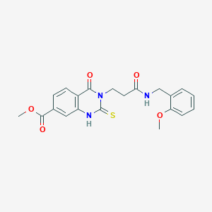 molecular formula C21H21N3O5S B2686799 甲基-3-(3-((2-甲氧基苯甲基)氨基)-3-氧代丙基)-4-氧代-2-硫代-1,2,3,4-四氢喹唑啉-7-甲酸酯 CAS No. 946375-98-0