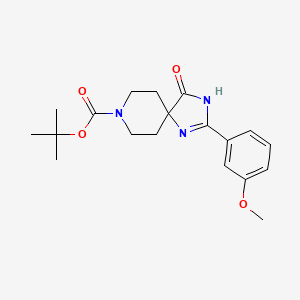 molecular formula C19H25N3O4 B2686805 tert-Butyl 2-(3-methoxyphenyl)-4-oxo-1,3,8-triazaspiro[4.5]dec-1-ene-8-carboxylate CAS No. 1707714-45-1