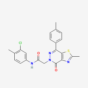 molecular formula C22H19ClN4O2S B2686814 N-(3-chloro-4-methylphenyl)-2-(2-methyl-4-oxo-7-(p-tolyl)thiazolo[4,5-d]pyridazin-5(4H)-yl)acetamide CAS No. 941949-19-5