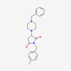 molecular formula C23H27N3O2 B2686818 3-(4-Benzylpiperazin-1-yl)-1-(4-methylbenzyl)pyrrolidine-2,5-dione CAS No. 924865-53-2