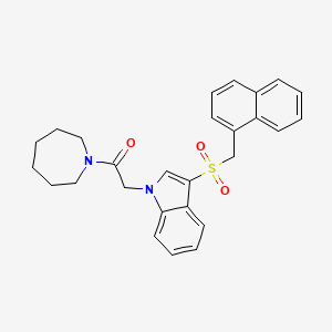 molecular formula C27H28N2O3S B2686819 1-(azepan-1-yl)-2-(3-((naphthalen-1-ylmethyl)sulfonyl)-1H-indol-1-yl)ethanone CAS No. 955609-64-0
