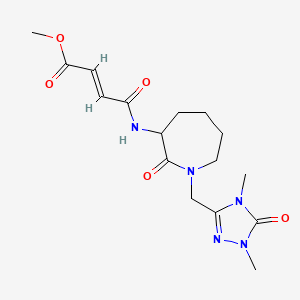 molecular formula C16H23N5O5 B2686829 Methyl (E)-4-[[1-[(1,4-dimethyl-5-oxo-1,2,4-triazol-3-yl)methyl]-2-oxoazepan-3-yl]amino]-4-oxobut-2-enoate CAS No. 2411325-84-1