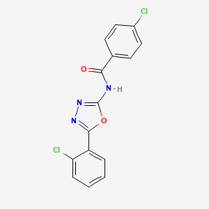 molecular formula C15H9Cl2N3O2 B2686867 4-chloro-N-(5-(2-chlorophenyl)-1,3,4-oxadiazol-2-yl)benzamide CAS No. 865249-25-8
