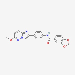 molecular formula C21H16N4O4 B2686872 N-(4-(6-methoxyimidazo[1,2-b]pyridazin-2-yl)phenyl)benzo[d][1,3]dioxole-5-carboxamide CAS No. 953216-28-9