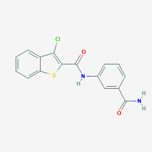 molecular formula C16H11ClN2O2S B268688 N-[3-(aminocarbonyl)phenyl]-3-chloro-1-benzothiophene-2-carboxamide 