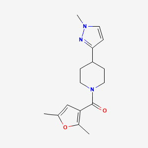 molecular formula C16H21N3O2 B2686880 (2,5-dimethylfuran-3-yl)(4-(1-methyl-1H-pyrazol-3-yl)piperidin-1-yl)methanone CAS No. 2034459-52-2