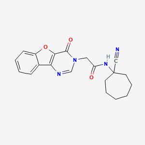 molecular formula C20H20N4O3 B2686948 N-(1-cyanocycloheptyl)-2-{6-oxo-8-oxa-3,5-diazatricyclo[7.4.0.0^{2,7}]trideca-1(9),2(7),3,10,12-pentaen-5-yl}acetamide CAS No. 1100035-81-1