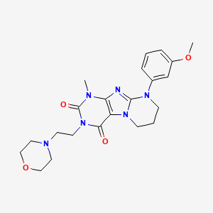 molecular formula C22H28N6O4 B2686949 9-(3-methoxyphenyl)-1-methyl-3-(2-morpholin-4-ylethyl)-7,8-dihydro-6H-purino[7,8-a]pyrimidine-2,4-dione CAS No. 848674-65-7