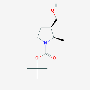 molecular formula C11H21NO3 B2686960 Cis-tert-butyl 3-(hydroxymethyl)-2-methylpyrrolidine-1-carboxylate CAS No. 1932101-02-4