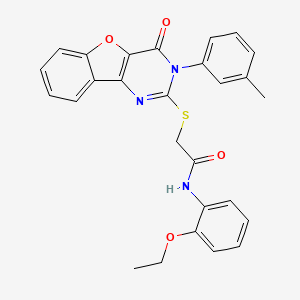 molecular formula C27H23N3O4S B2686961 N-(2-乙氧苯基)-2-[[3-(3-甲基苯基)-4-氧代-[1]苯并呋喃[3,2-d]嘧啶-2-基]硫代基]乙酰胺 CAS No. 872208-03-2