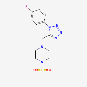 molecular formula C13H17FN6O2S B2686972 1-((1-(4-fluorophenyl)-1H-tetrazol-5-yl)methyl)-4-(methylsulfonyl)piperazine CAS No. 1040680-06-5