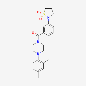 molecular formula C22H27N3O3S B2686975 (4-(2,4-Dimethylphenyl)piperazin-1-yl)(3-(1,1-dioxidoisothiazolidin-2-yl)phenyl)methanone CAS No. 899976-87-5