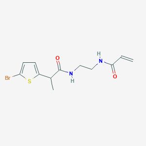 molecular formula C12H15BrN2O2S B2686979 2-(5-Bromothiophen-2-yl)-N-[2-(prop-2-enoylamino)ethyl]propanamide CAS No. 1385480-05-6
