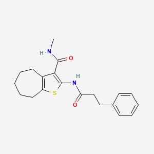 molecular formula C20H24N2O2S B2686981 N-methyl-2-(3-phenylpropanamido)-5,6,7,8-tetrahydro-4H-cyclohepta[b]thiophene-3-carboxamide CAS No. 893097-26-2