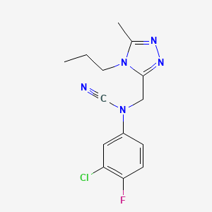 molecular formula C14H15ClFN5 B2686985 (3-Chloro-4-fluorophenyl)-[(5-methyl-4-propyl-1,2,4-triazol-3-yl)methyl]cyanamide CAS No. 1465353-37-0