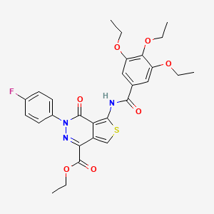 molecular formula C28H28FN3O7S B2686987 Ethyl 3-(4-fluorophenyl)-4-oxo-5-[(3,4,5-triethoxybenzoyl)amino]thieno[3,4-d]pyridazine-1-carboxylate CAS No. 851949-25-2