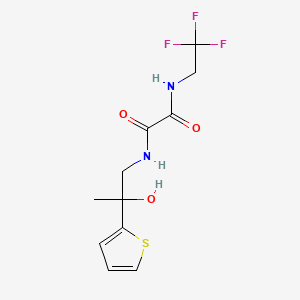 molecular formula C11H13F3N2O3S B2686989 N1-(2-hydroxy-2-(thiophen-2-yl)propyl)-N2-(2,2,2-trifluoroethyl)oxalamide CAS No. 1351642-22-2