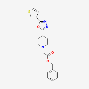 molecular formula C20H21N3O3S B2687010 Benzyl 2-(4-(5-(thiophen-3-yl)-1,3,4-oxadiazol-2-yl)piperidin-1-yl)acetate CAS No. 1448077-12-0