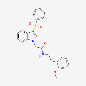 molecular formula C25H24N2O4S B2687014 N-(2-methoxyphenethyl)-2-(3-(phenylsulfonyl)-1H-indol-1-yl)acetamide CAS No. 941925-11-7