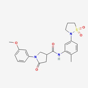 molecular formula C22H25N3O5S B2687023 N-(5-(1,1-dioxidoisothiazolidin-2-yl)-2-methylphenyl)-1-(3-methoxyphenyl)-5-oxopyrrolidine-3-carboxamide CAS No. 1207033-96-2