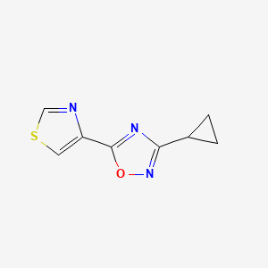 molecular formula C8H7N3OS B2687025 3-Cyclopropyl-5-(thiazol-4-yl)-1,2,4-oxadiazole CAS No. 1862737-28-7