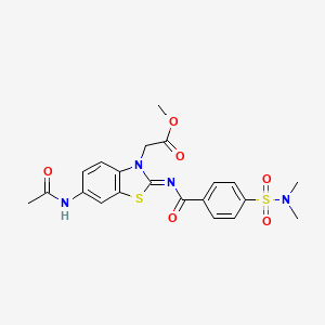 molecular formula C21H22N4O6S2 B2687038 (Z)-methyl 2-(6-acetamido-2-((4-(N,N-dimethylsulfamoyl)benzoyl)imino)benzo[d]thiazol-3(2H)-yl)acetate CAS No. 897734-42-8
