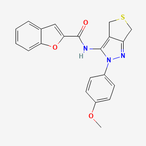 molecular formula C21H17N3O3S B2687041 N-(2-(4-methoxyphenyl)-4,6-dihydro-2H-thieno[3,4-c]pyrazol-3-yl)benzofuran-2-carboxamide CAS No. 893942-07-9