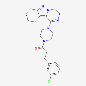 molecular formula C23H26ClN5O B2687047 3-(3-Chlorophenyl)-1-(4-(7,8,9,10-tetrahydropyrazino[1,2-b]indazol-1-yl)piperazin-1-yl)propan-1-one CAS No. 2034597-71-0